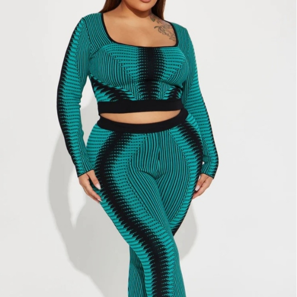 NEW ARRIVAL - Fashion Nova - Midnight Muse Sweater Legging Set-Teal/combo-…